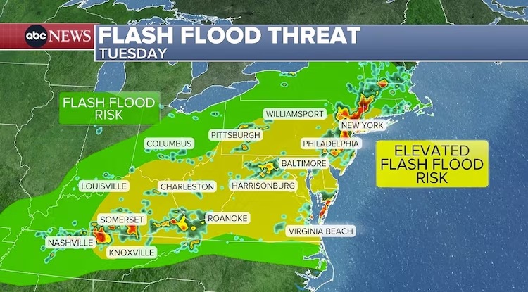 An ABC News graphic shows the forecast on Tuesday, July 21, 2026.
