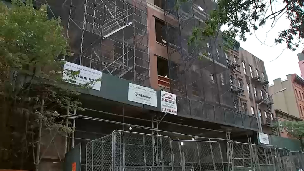 Partial stop worker order at construction site in Greenwich Village