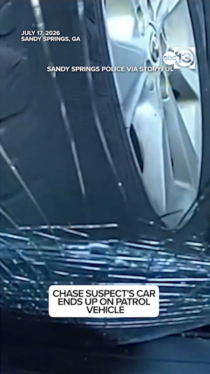 Chase suspect's car ends up on patrol vehicle