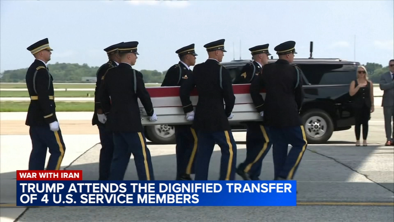 Trump attends dignified transfer of 4 US service members killed in the Middle East