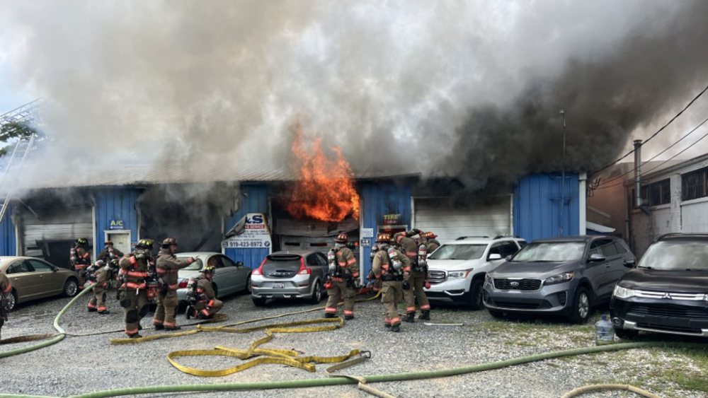 Fire destroys auto shop on Hillsborough Road in Durham
