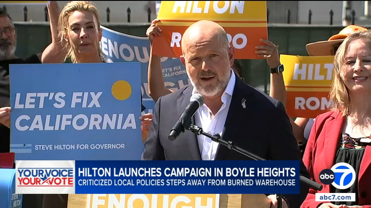 Steve Hilton takes governor campaign to Boyle Heights, criticizes response to warehouse fire cleanup