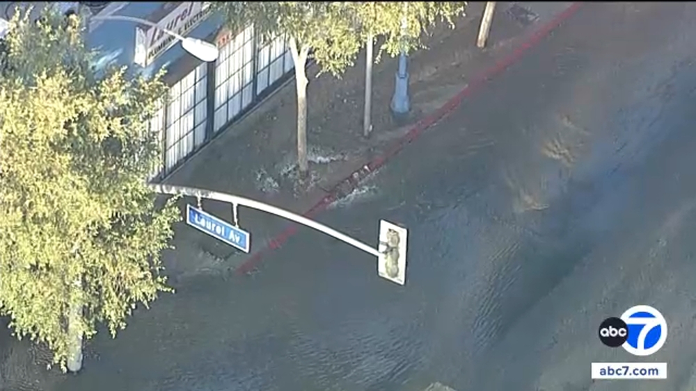 Another water main break flooding West Hollywood street