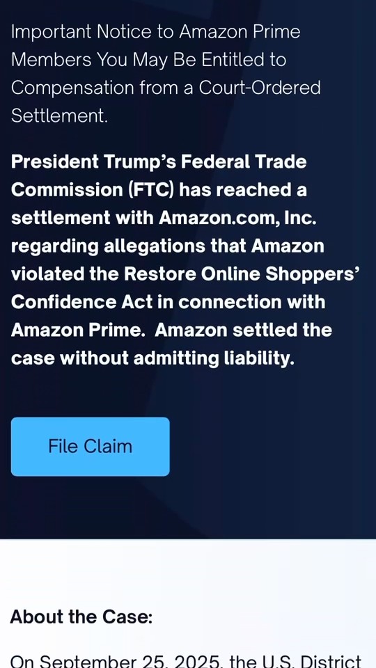 Amazon Prime settlement