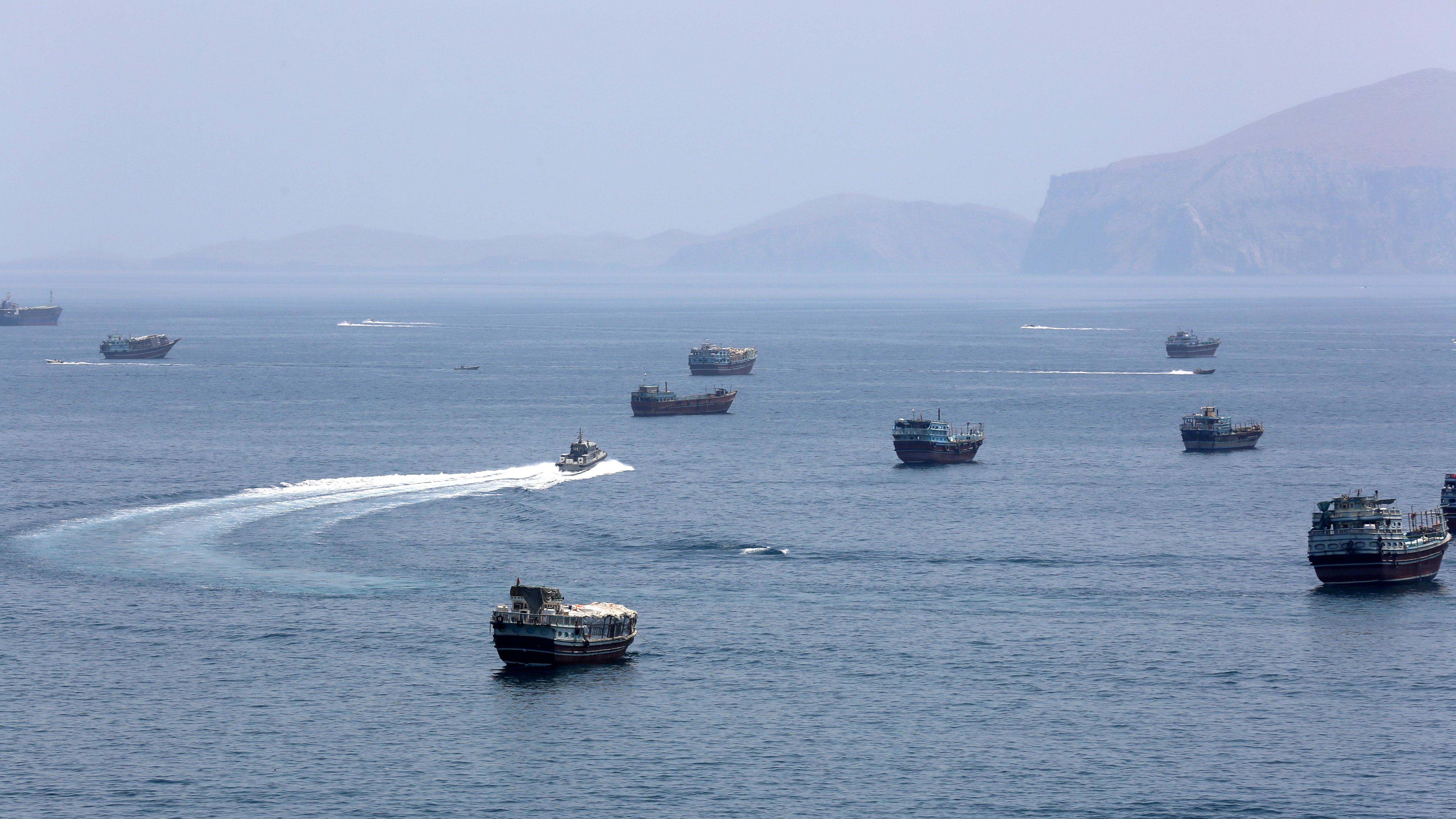 This photo taken on June 20, 2026 shows the Strait of Hormuz near Khasab, a small town in northern Oman.