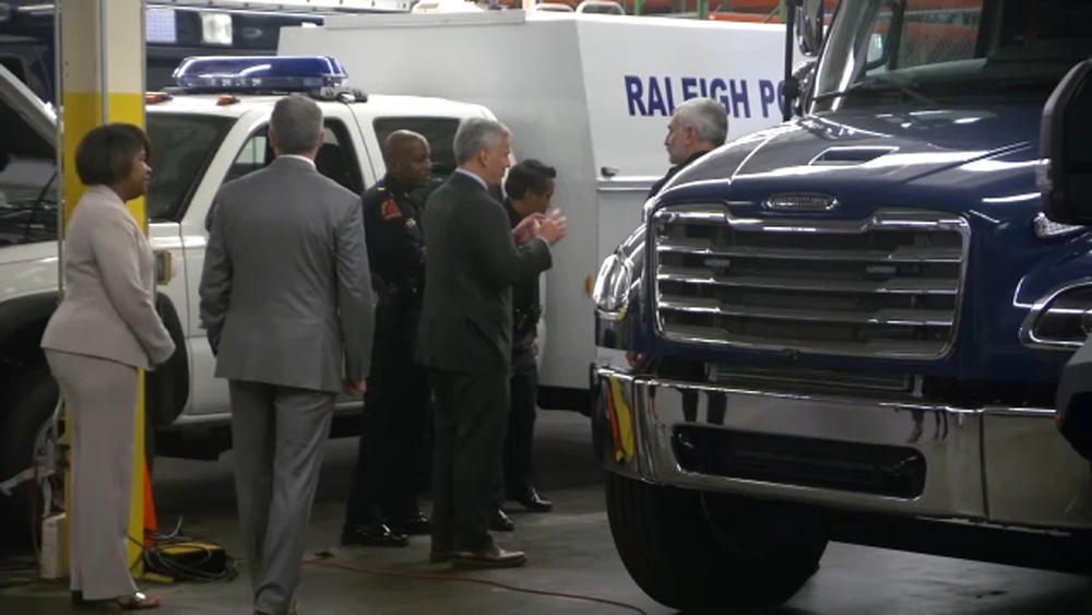Stein lauds law enforcement funding in visit to Raleigh PD