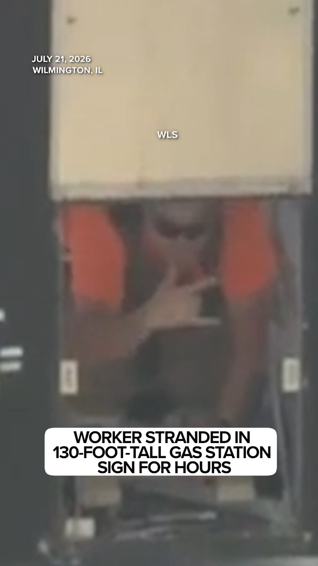 Worker stranded in 130-foot-tall gas station sign for hours