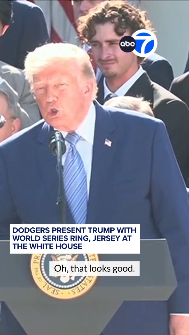 Dodgers present Trump with World Series ring, jersey at White House