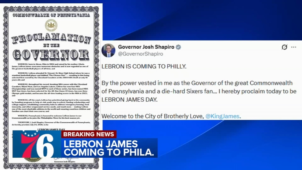 Gov. Shapiro shares his excitement at LeBron James coming to the 76ers