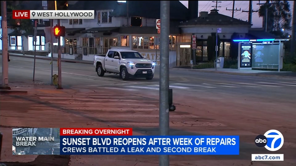 Sunset Blvd. reopens in West Hollywood after water main break