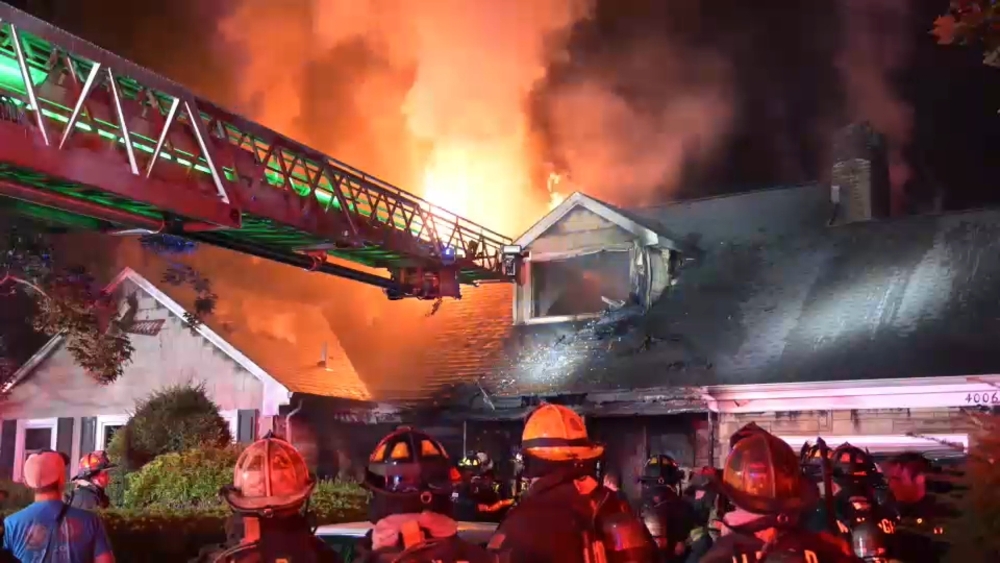 Large fire damages home on Long Island