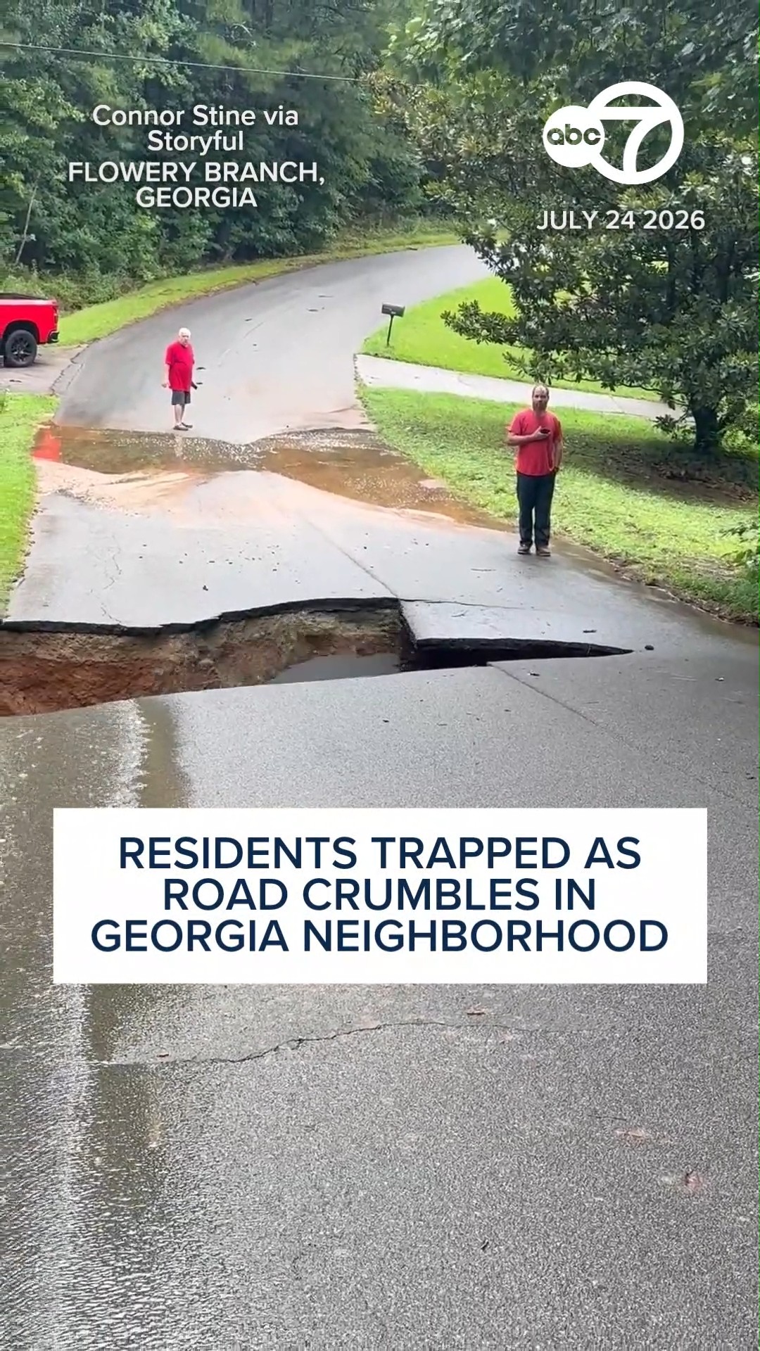 Residents trapped as road crumbles in Georgia neighborhood