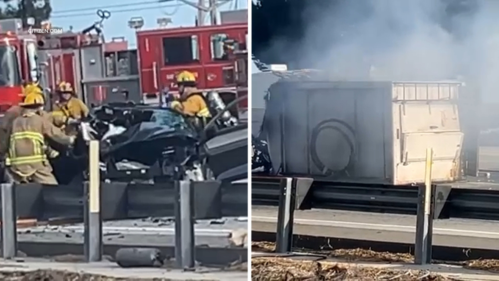Multiple hurt in fiery reported wrong-way crash on 210 Freeway