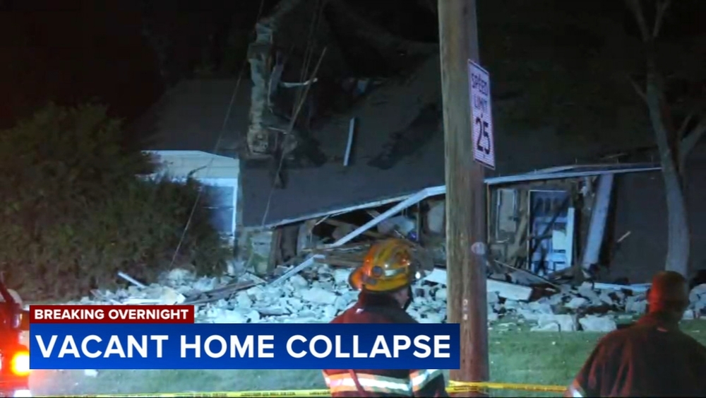 Crews investigating vacant home collapse in Philadelphia's Wynnefield neighborhood