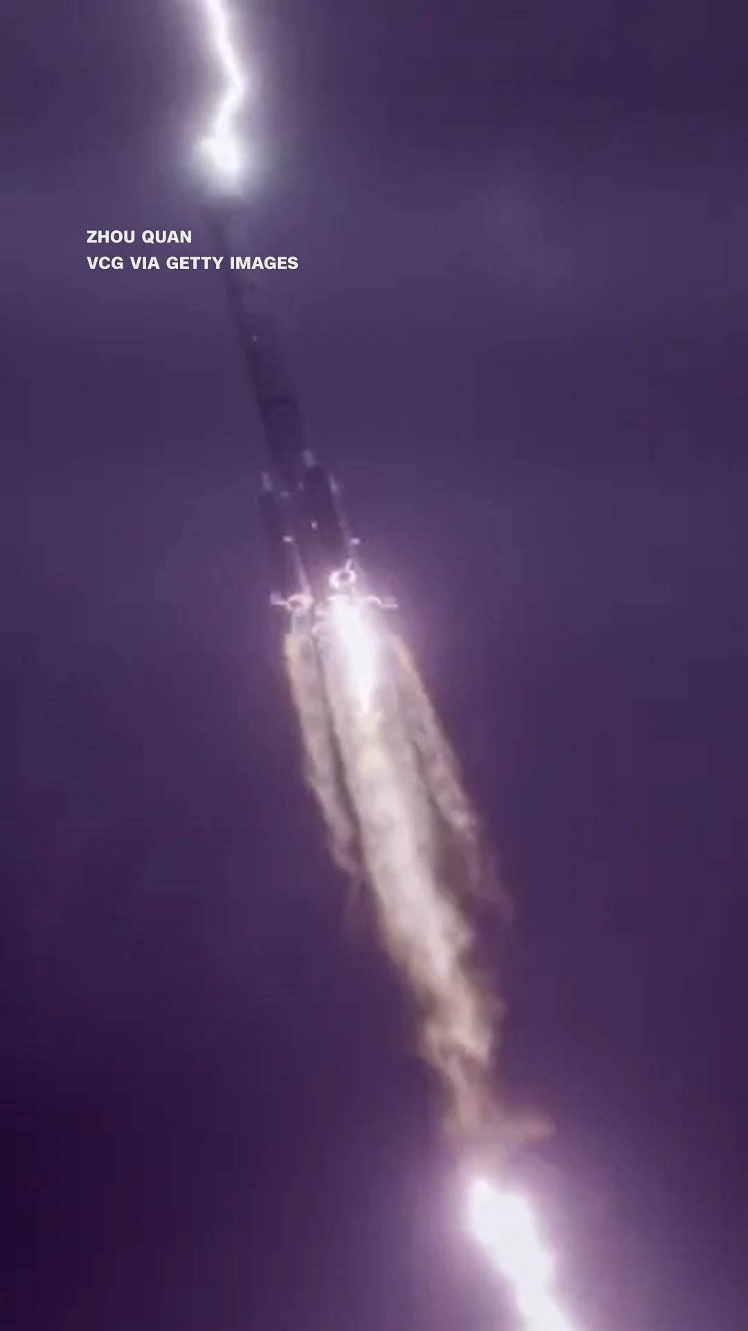 A stunning pic shows lightning striking a Chinese rocket mid-launch