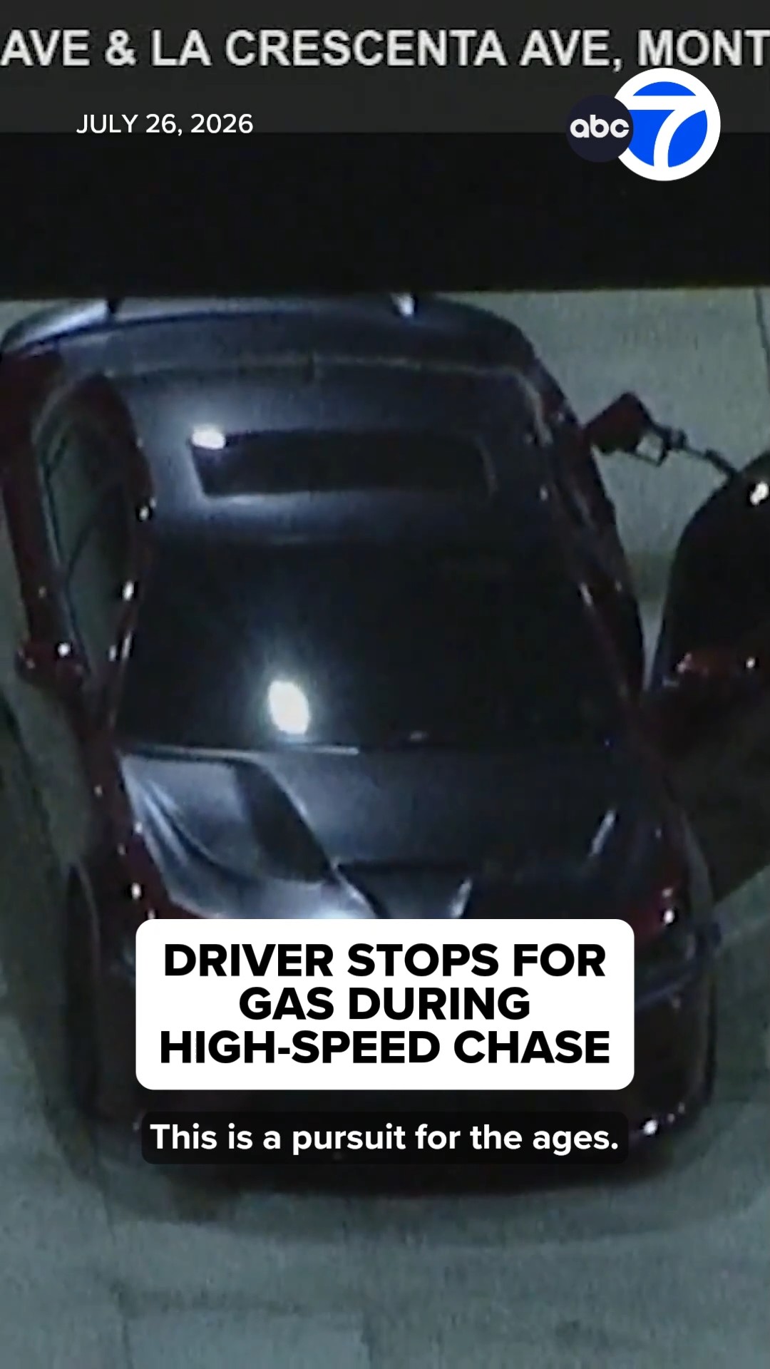 Driver stops for gas during high-speed chase