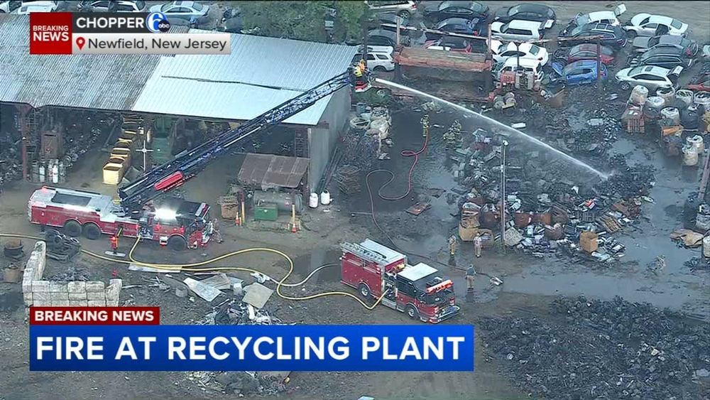 Fire at recycling plant in Newfield, Gloucester County