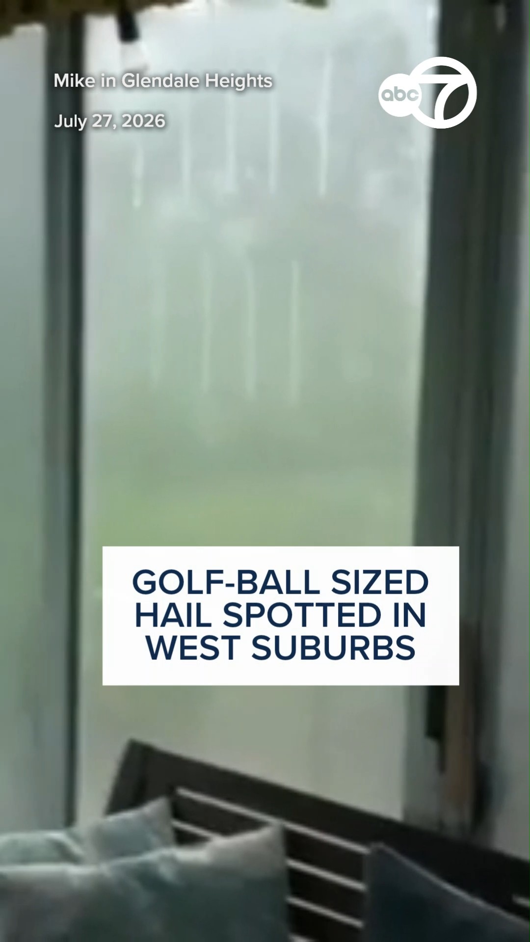Golf-ball sized hail in Glendale Heights, Illinois