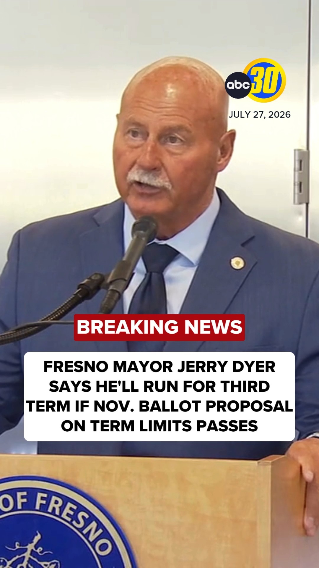 Mayor Dyer says he'll run for 3rd term if Nov. ballot proposal passes