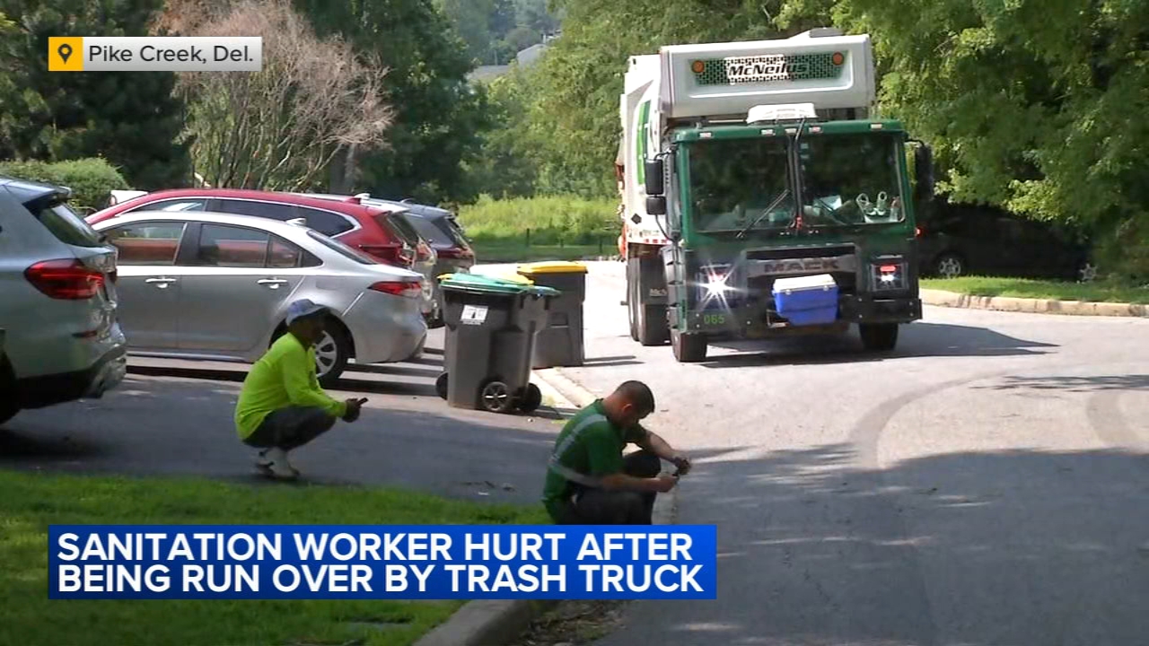 Sanitation worker hurt after being run over by trash truck in Pike Creek, Del.