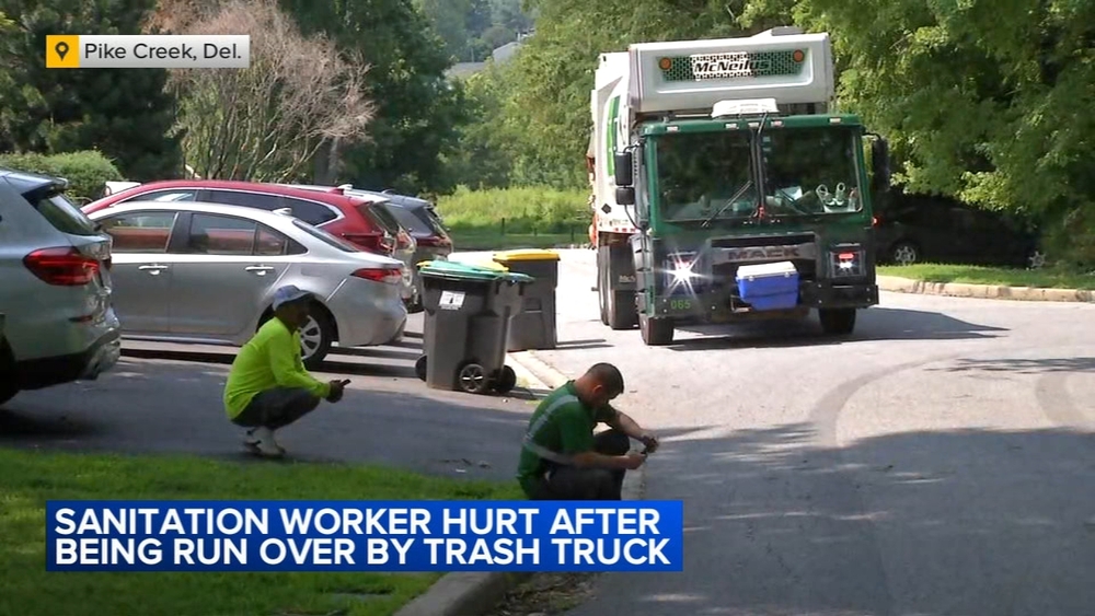 Sanitation worker hurt after being run over by trash truck in Pike Creek, Del.