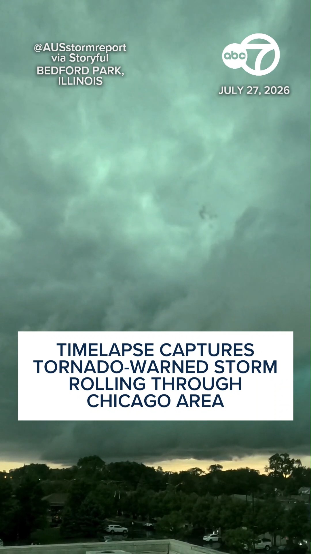 Timelapse captures tornado-warned storm rolling through Chicago area