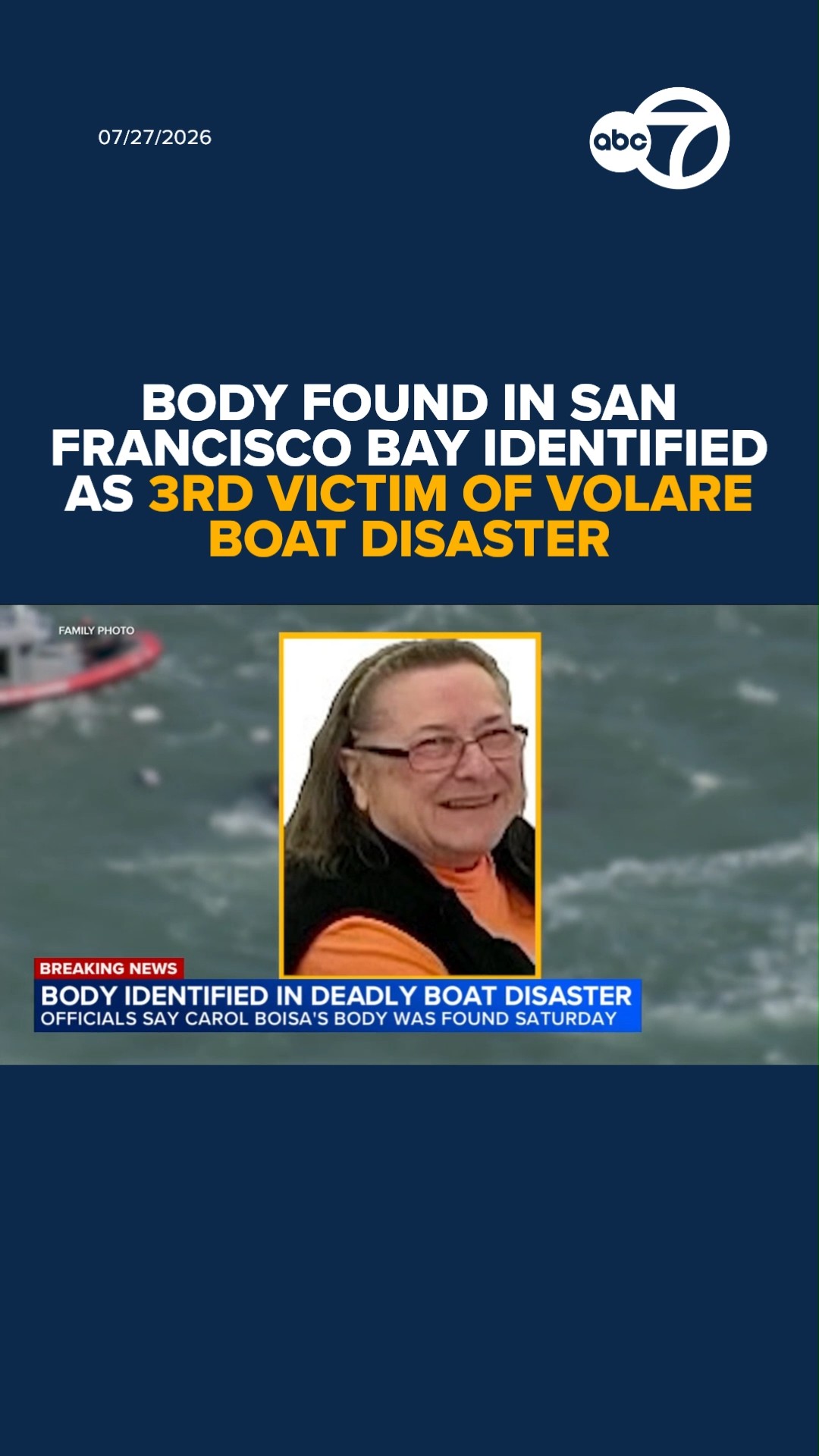 3rd victim of SF Bay boating disaster found, ID'd: Officials