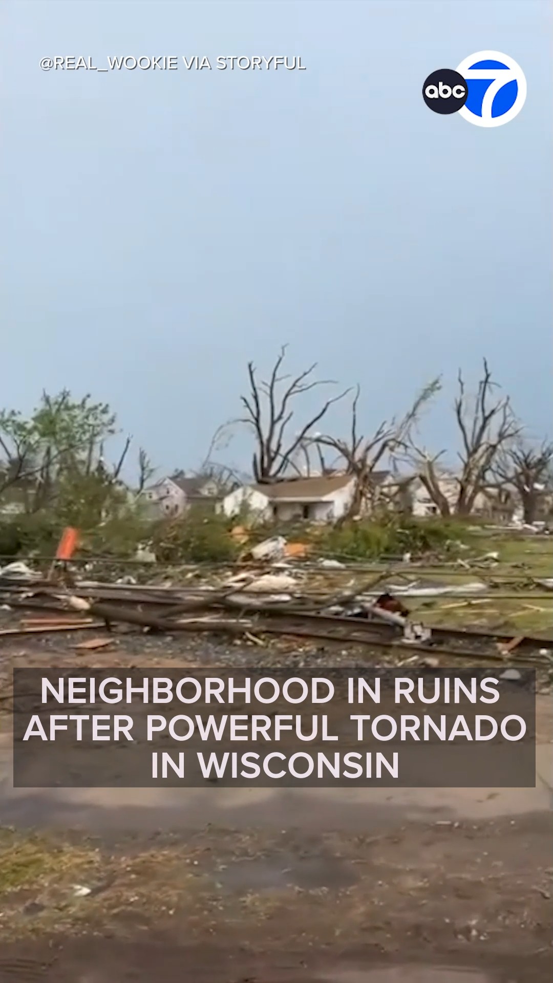 Neighborhood in Ruins After Powerful Tornado in Wisconsin

