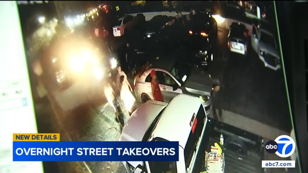 Car plows into crowd during street takeover in Northridge