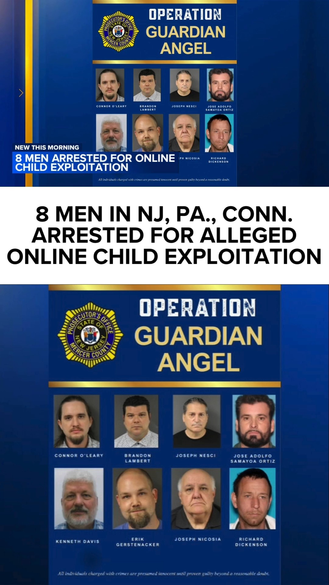 8 men in NJ, Pa., Conn. arrested for alleged online child exploitation