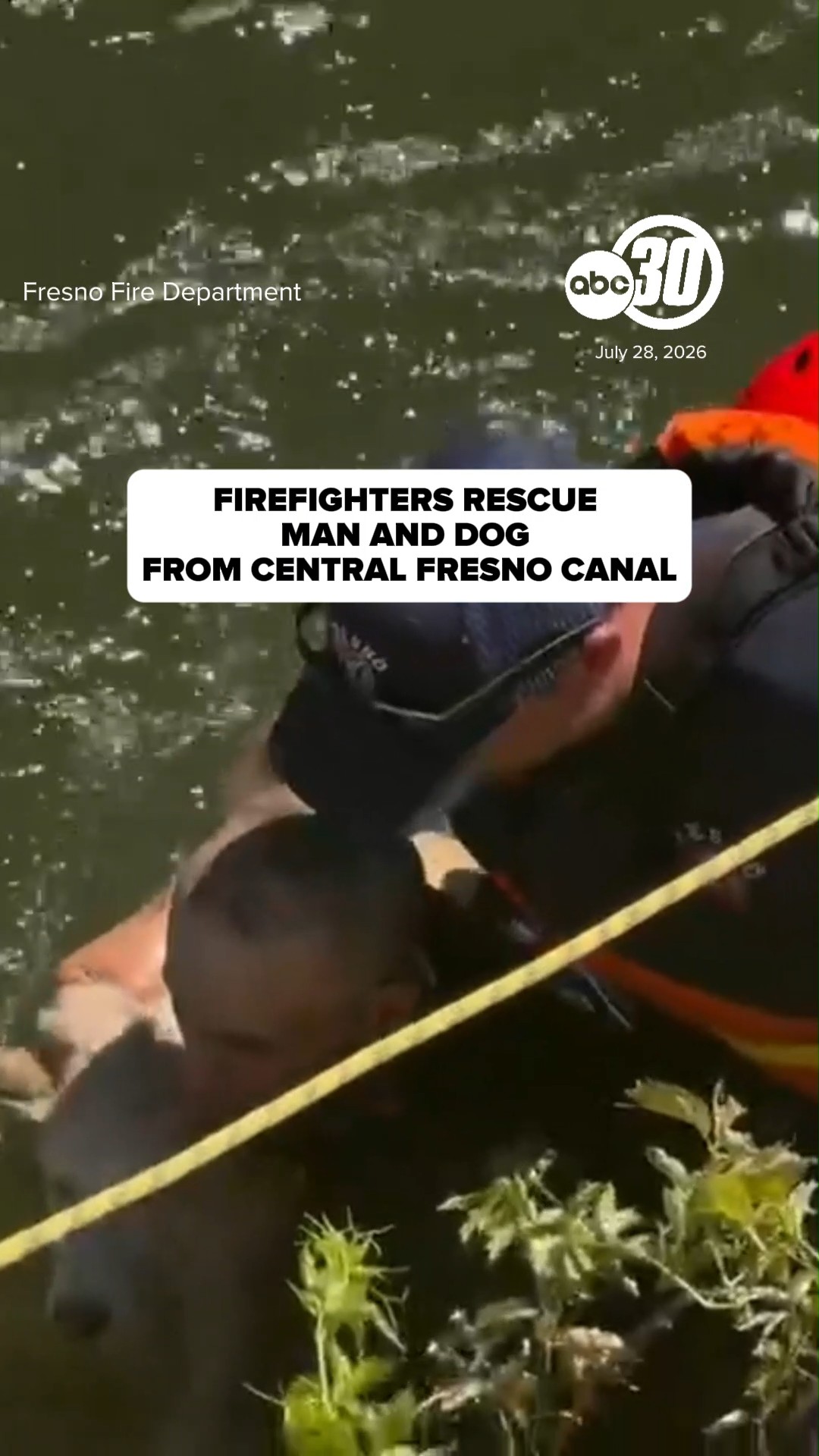 Firefighters rescue man and dog from central Fresno canal