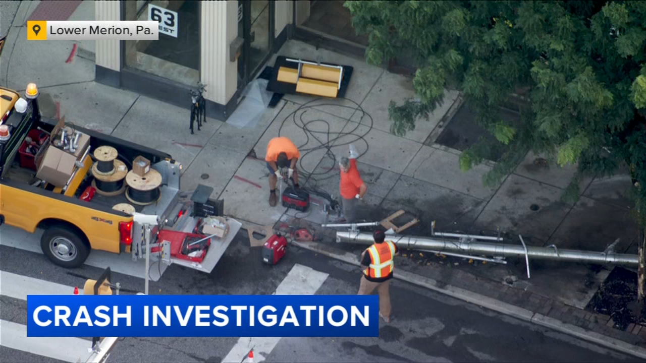 Crash investigation underway after pole knocked over in Lower Merion