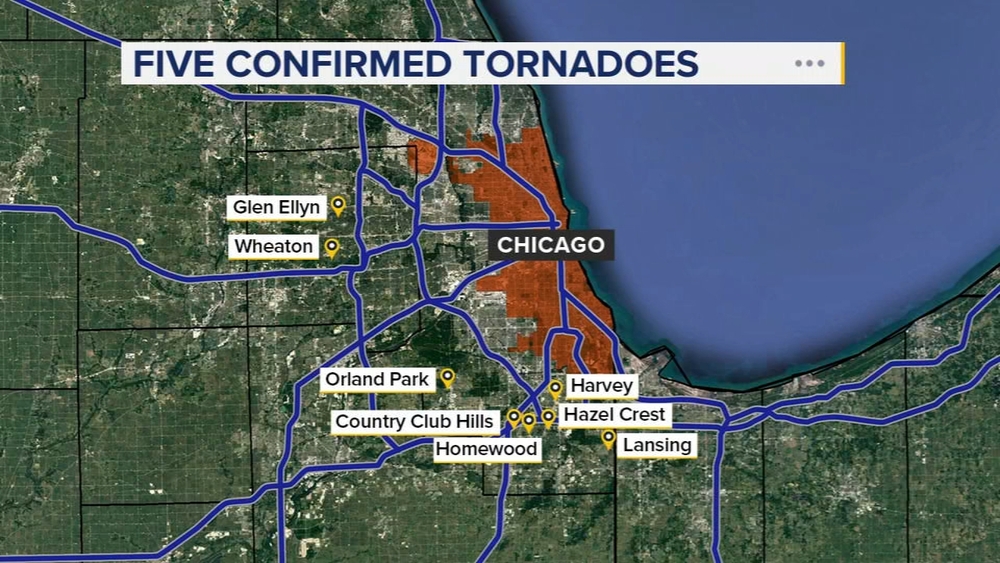 Cleanup continues after 5 tornadoes touch down across Chicago suburbs