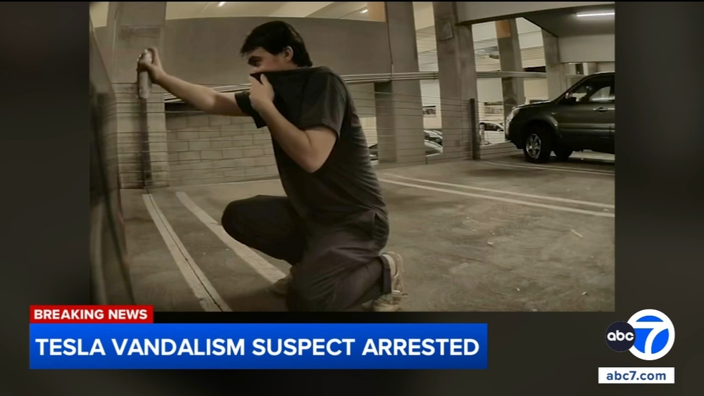 Serial vandalism suspect arrested after 13 Teslas tagged in Irvine