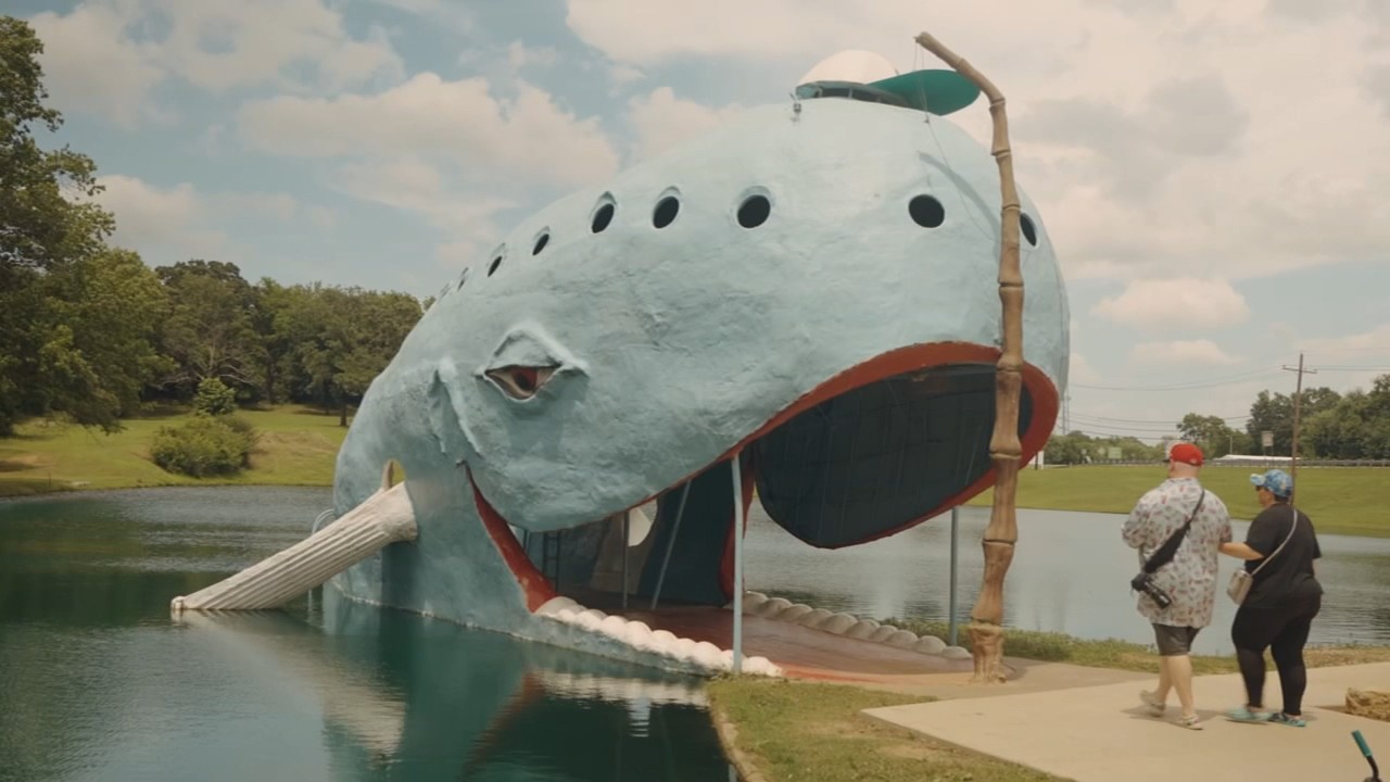 Rusty truck, concrete whale; Midwest roadside attractions on Route 66