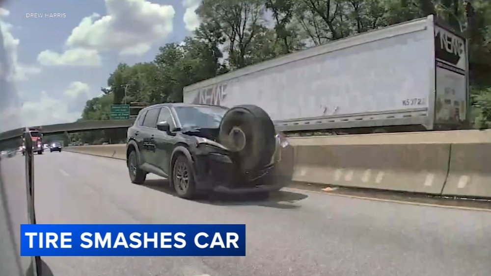 Video captures tire flying across I-76 before slamming into SUV