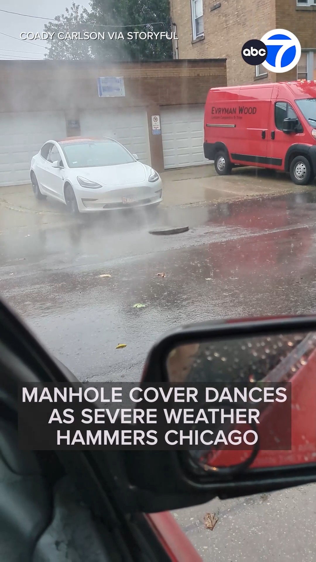 Manhole cover dances as severe weather hammers Chicago
