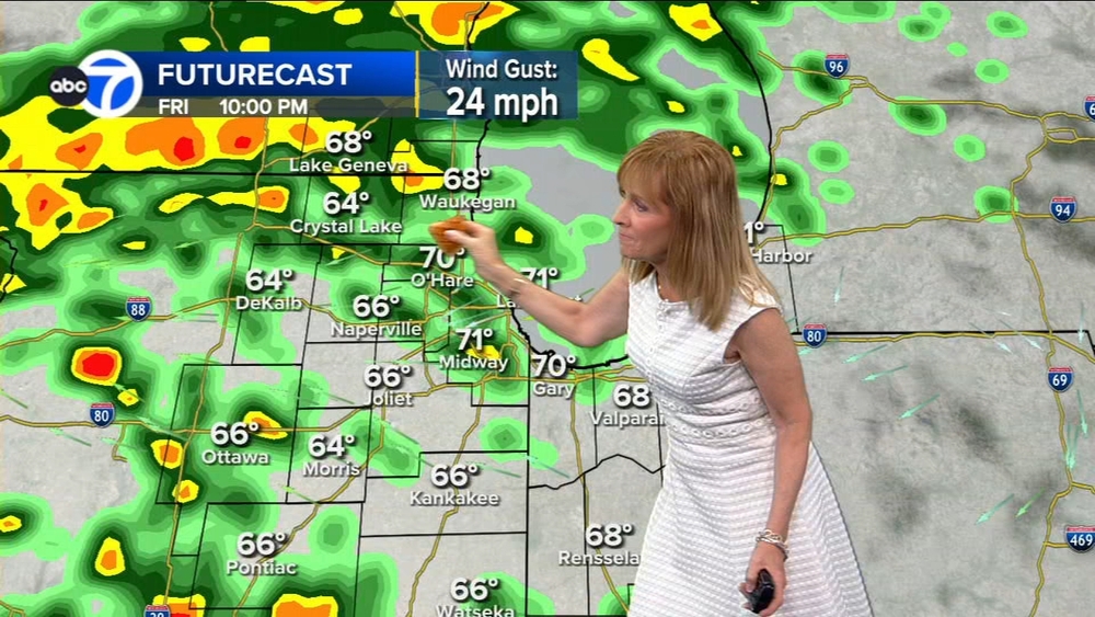 Tracy uses a 'waffadilla' as her weather pointer