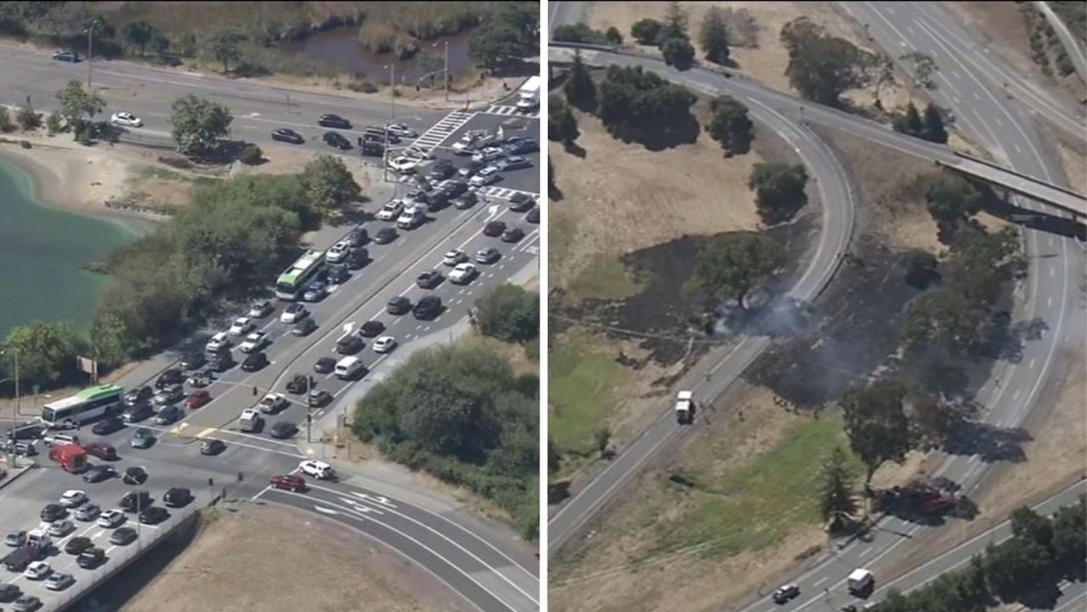 Crash knocks down power lines, sparks fire in Novato