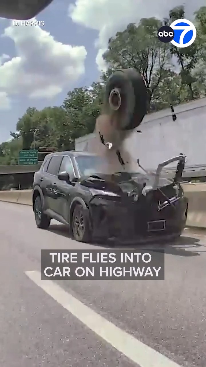 Video captures tire flying across I-76 before slamming into SUV