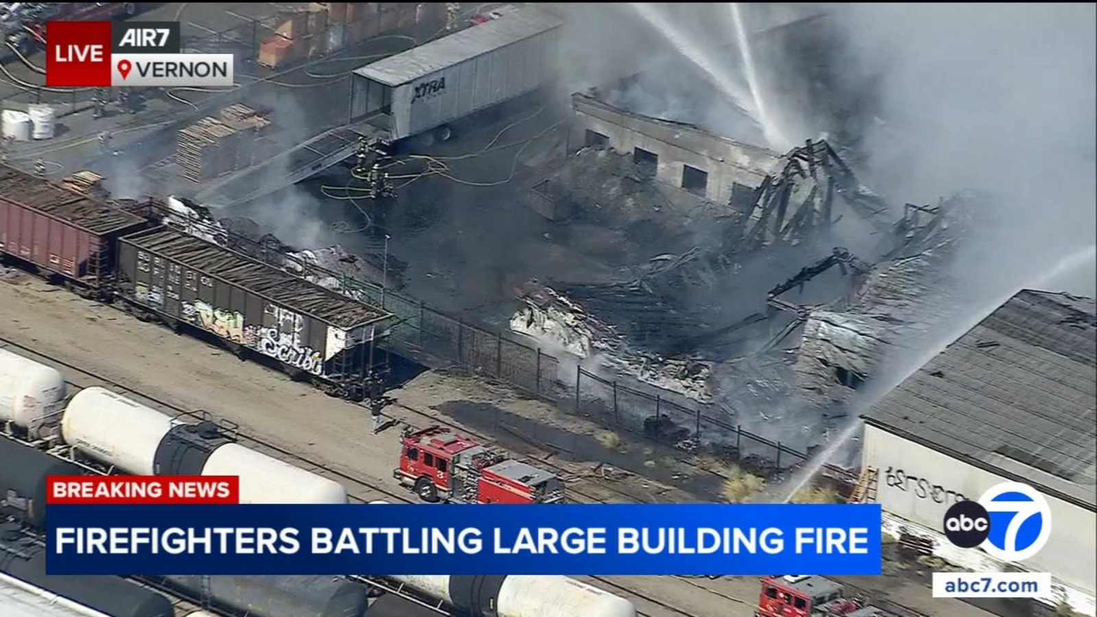 Massive fire erupts at commercial building in Vernon, forcing firefighters into defensive mode Massive fire erupts at commercial building in Vernon, forcing firefighters into defensive mode