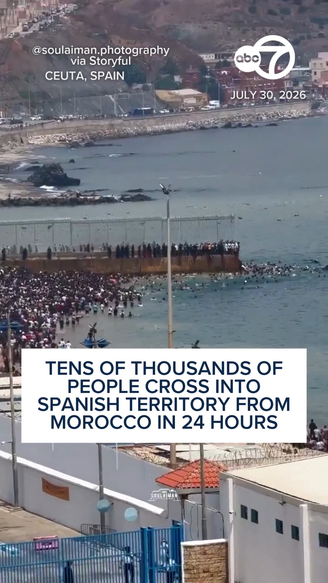Tens of thousands of people cross into Spanish territory from Morocco