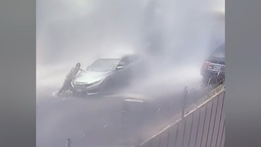 Pedestrian hit by car after hydrant crash floods Gardena street