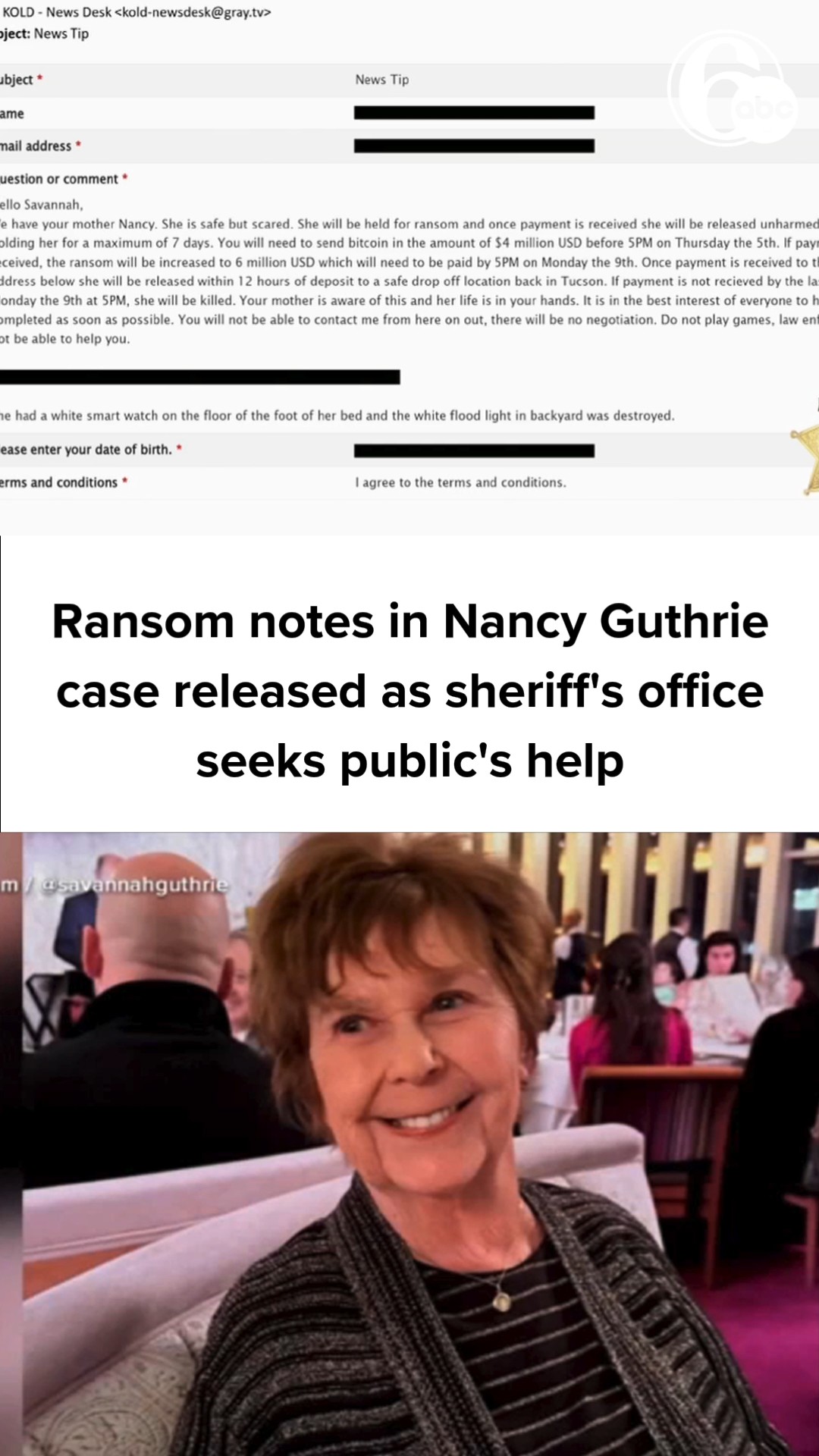 Ransom notes in Nancy Guthrie case released