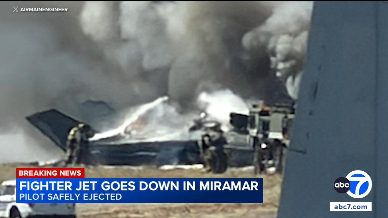 Military jet crashes at Marine Corps base in San Diego; pilot ejected