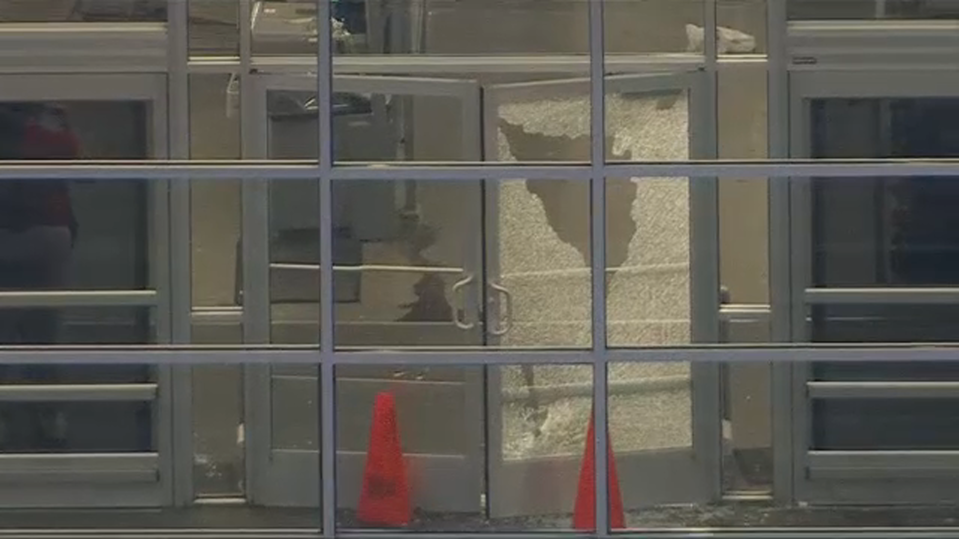 IMAGE: Chopper 6 image shows broken glass inside Walmart in Darby Township, Pa., after reports of a shooting on July 31, 2026.