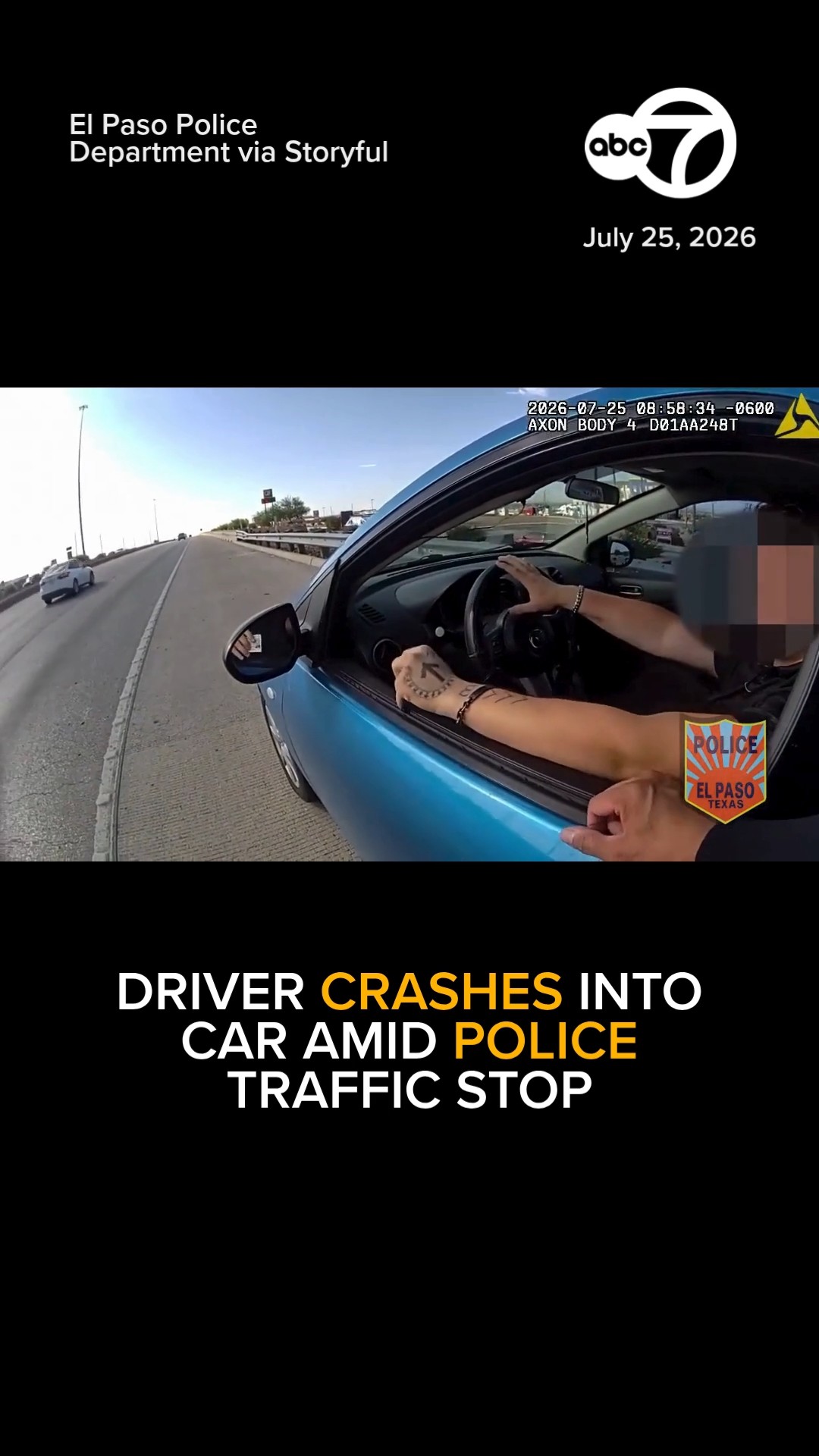 Driver crashes into police amid traffic stop in El Paso, Texas