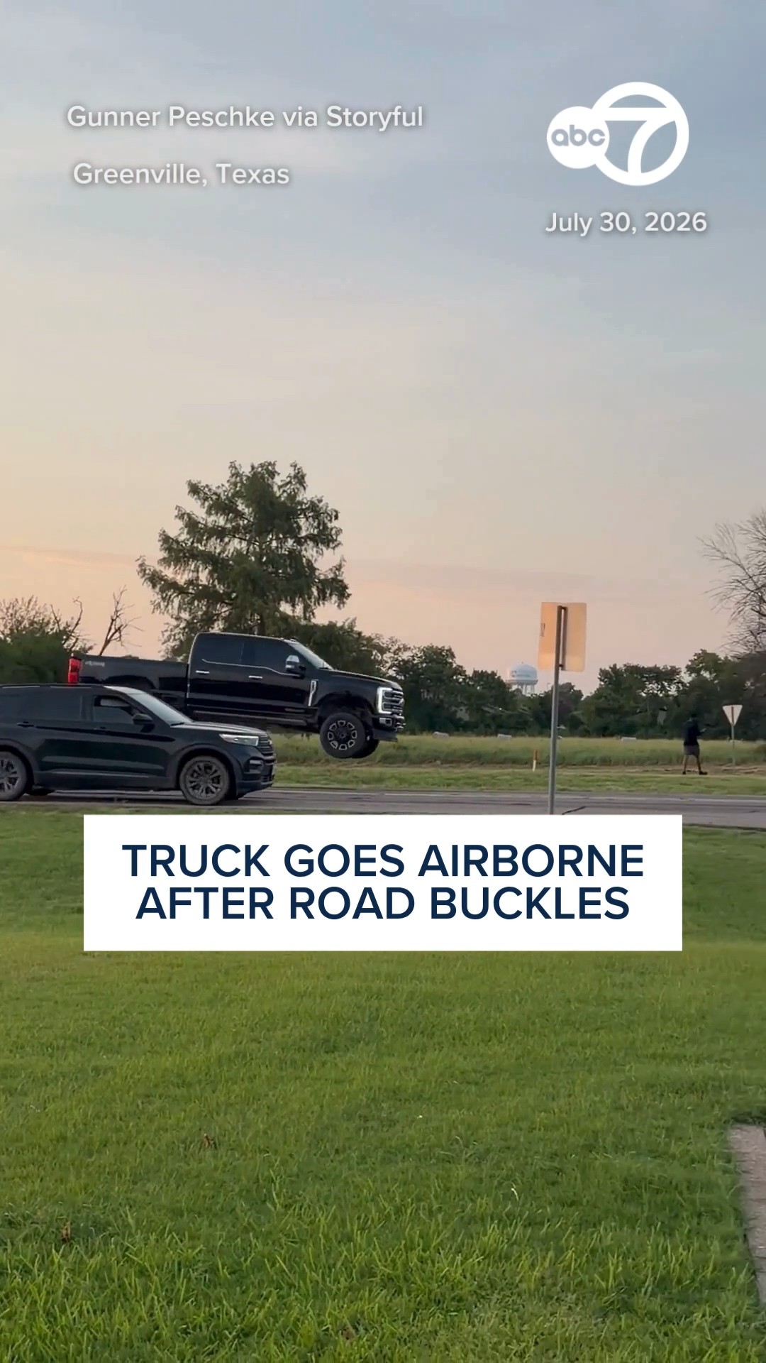 Truck Goes Airborne After Road Buckles in North Texas