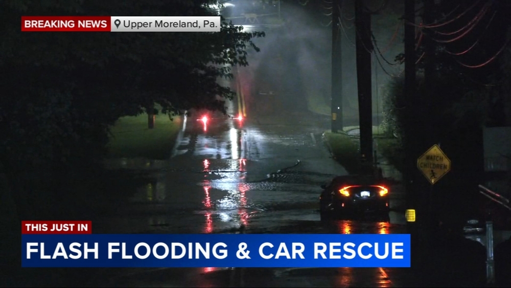 Man rescued from vehicle following flash flooding in Upper Moreland, Pa.