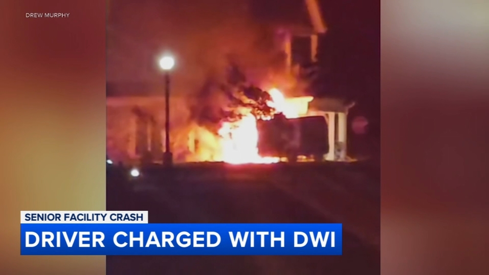 Driver arrested after van crashes, catches fire at senior living facility in Galloway, NJ